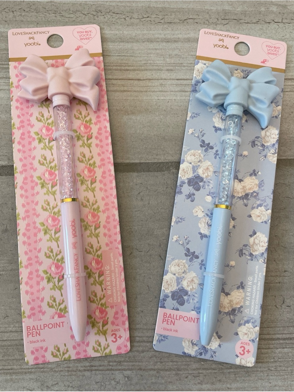 LoveShackFancy Target Blue Pink Bow Pen Bundle Black Ballpoint Ink Pens